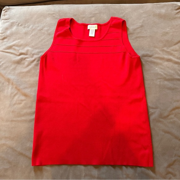 Avenue Tops - Avenue Red Sleeveless Knit Tank Top Tunic 14/16 Stretchy Classic Summer Layering